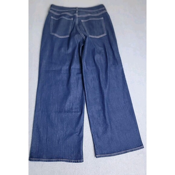 Old Navy Jeans Womens 10 P Petite 30x29 Wide Dark Blue Stretch High Rise Boho - Picture 12 of 13